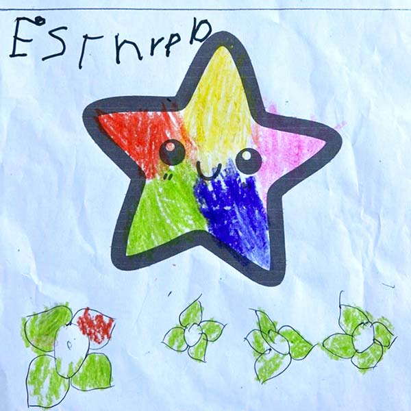 Dibujo de estrella para bolso solidario
