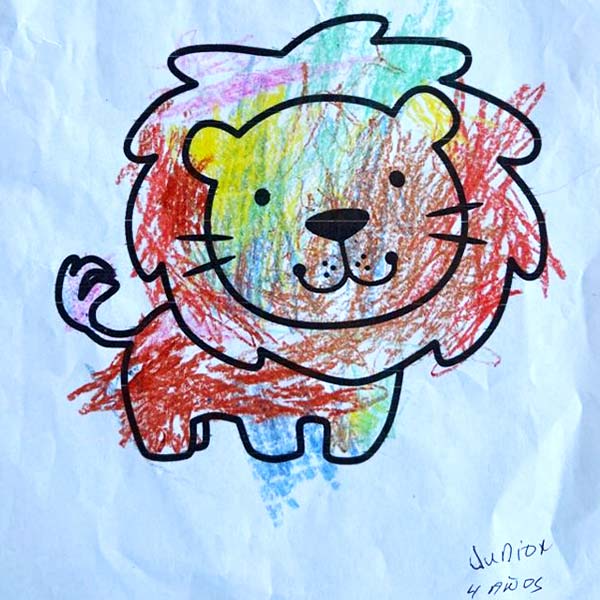 Dibujo de león para bolso solidario
